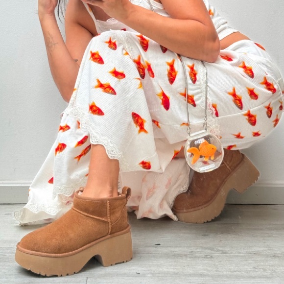 UGG The Classic Ultra Mini New Heights Boots ✨ Mustard Seed Size 8 | suede - Picture 14 of 16